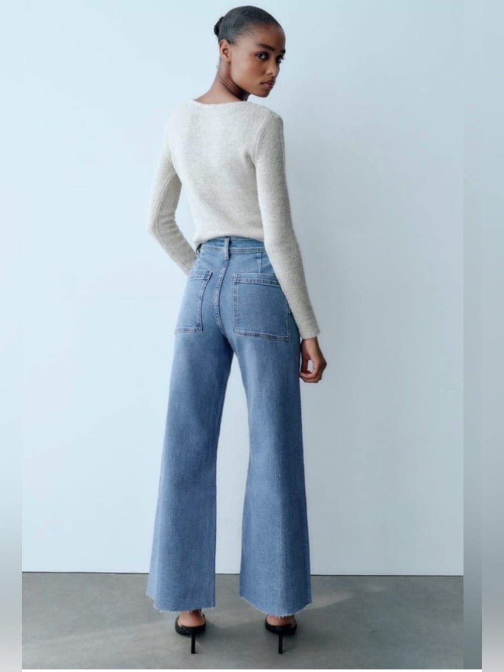 Zara Marine Straight Wide Leg Jeans
